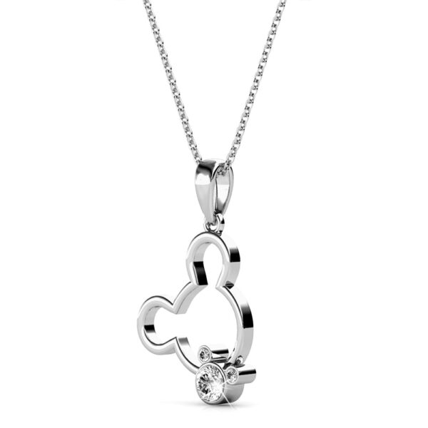 Happy Mickey Periwinkle Teardrop Necklace Embellished with Crystals from SWAROVSKI® in White Gold - Image 2