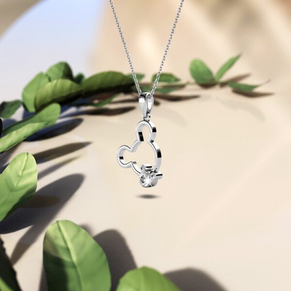 Happy Mickey Periwinkle Teardrop Necklace Embellished with Crystals from SWAROVSKI® in White Gold - Image 4