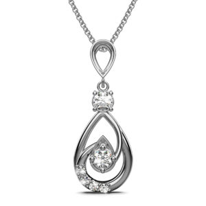 Periwinkle Teardrop Necklace Embellished with Crystals from SWAROVSKI® in White Gold