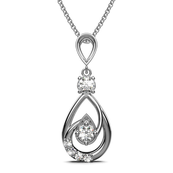 Periwinkle Teardrop Necklace Embellished with Crystals from SWAROVSKI® in White Gold