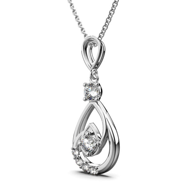 Periwinkle Teardrop Necklace Embellished with Crystals from SWAROVSKI® in White Gold - Image 2