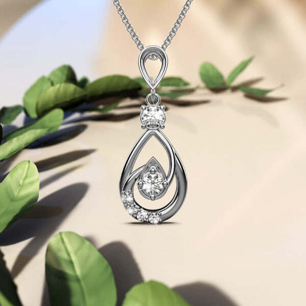 Periwinkle Teardrop Necklace Embellished with Crystals from SWAROVSKI® in White Gold - Image 4