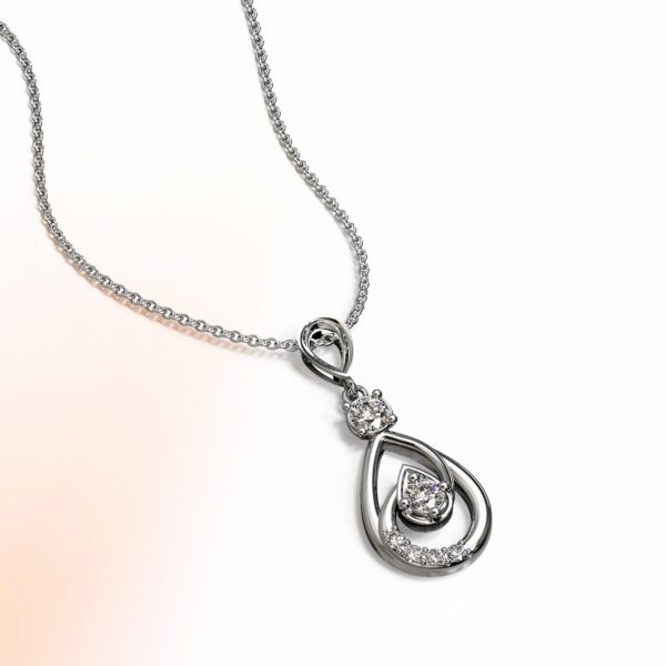 Periwinkle Teardrop Necklace Embellished with Crystals from SWAROVSKI® in White Gold - Image 3