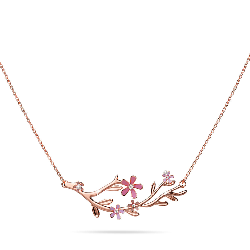 Petalia Pink Necklace Featured SWAROVSKI® Crystals in Rose Gold