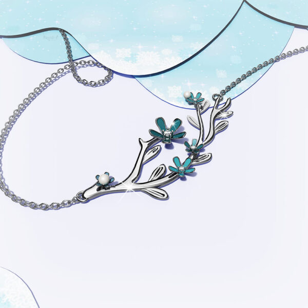 Petalia Turquoise Blue Necklace Featured SWAROVSKI® Crystals in White Gold - Image 2