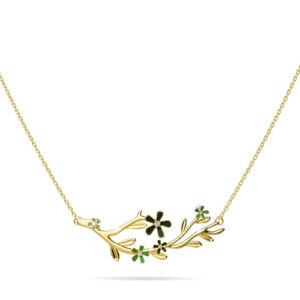 Petalia Olive Green Necklace Featured SWAROVSKI® Crystals in Gold