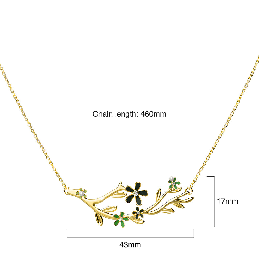 Petalia Olive Green Necklace Featured SWAROVSKI® Crystals in Gold - Image 5