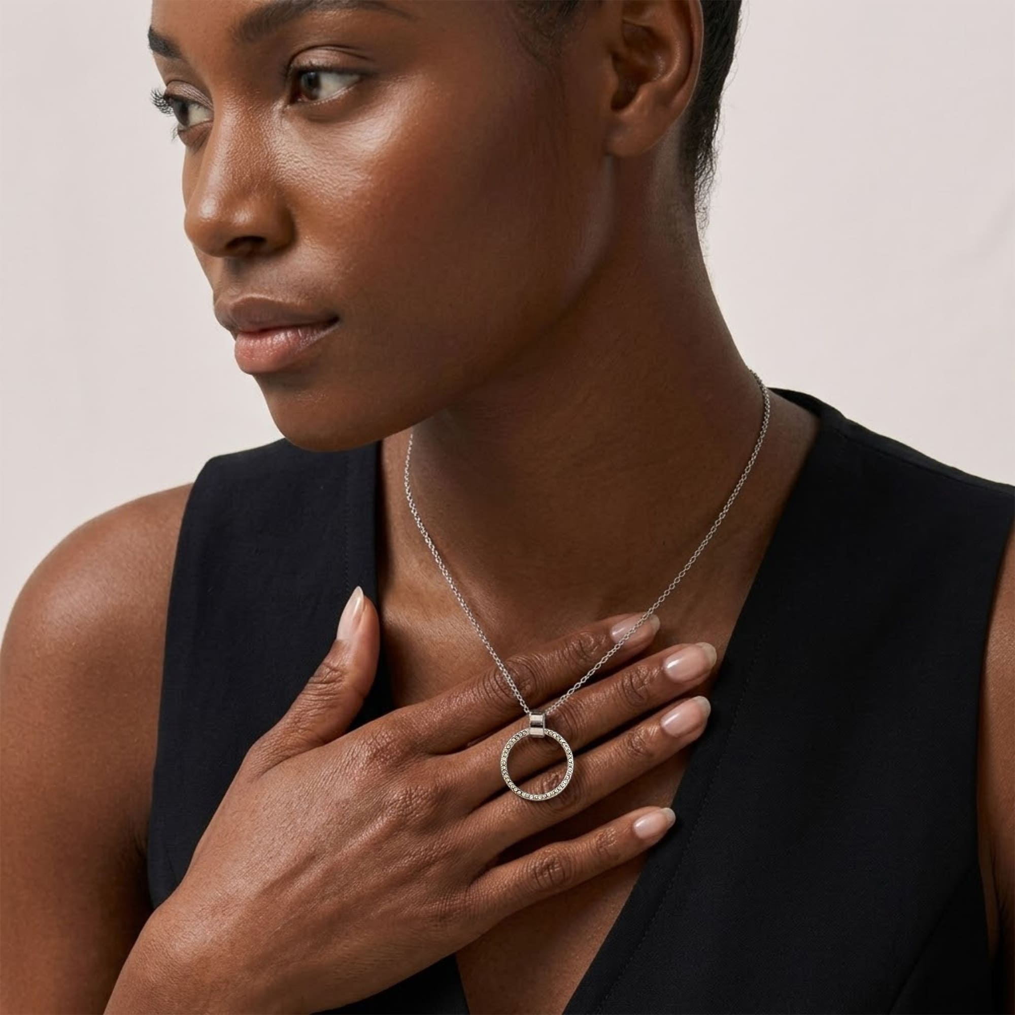 Orbit of Charm Necklace Embellished with SWAROVSKI® Crystal in White Gold - Image 8