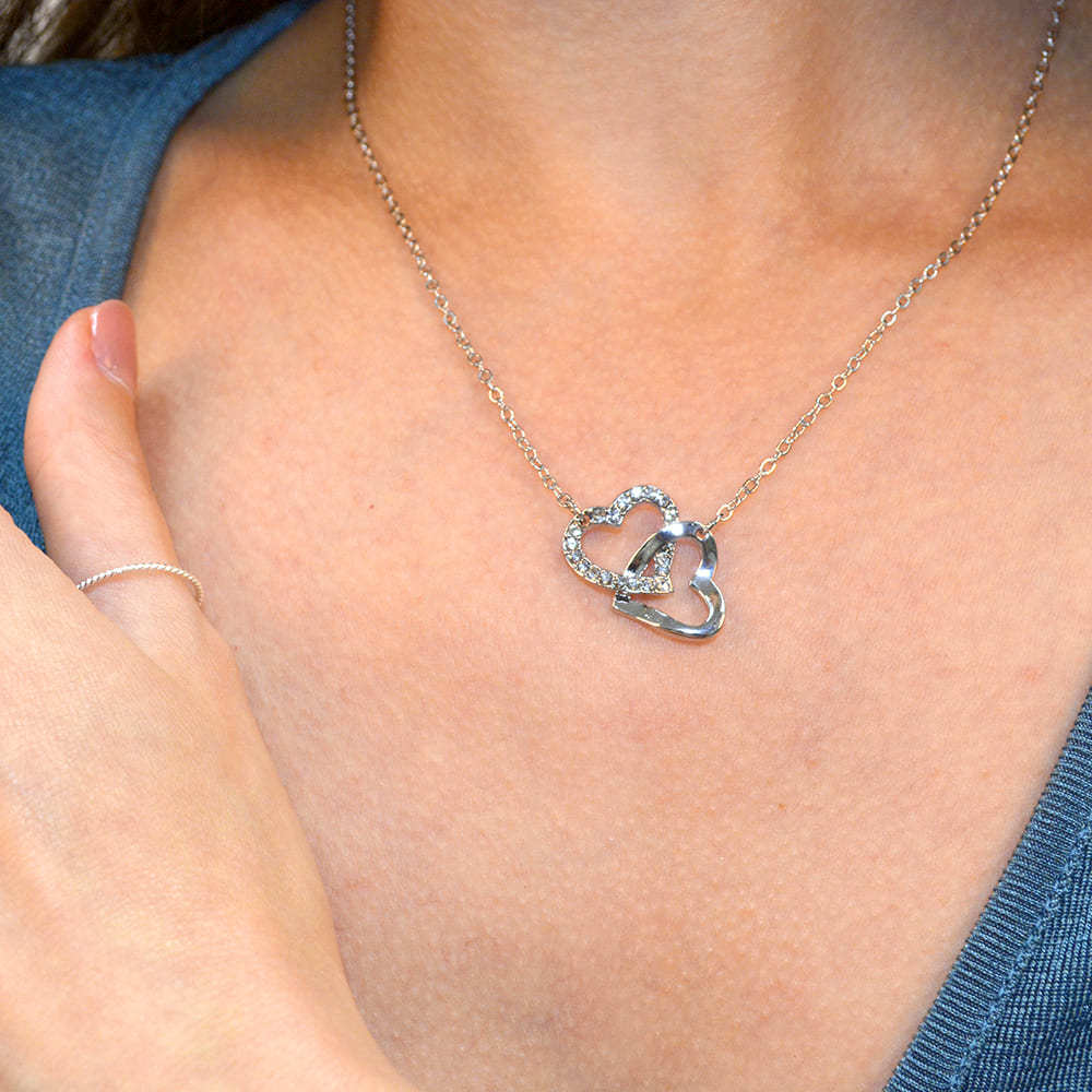 Hearts Entwined Pendant Necklace Embellished with SWAROVSKI® Crystals - Image 3