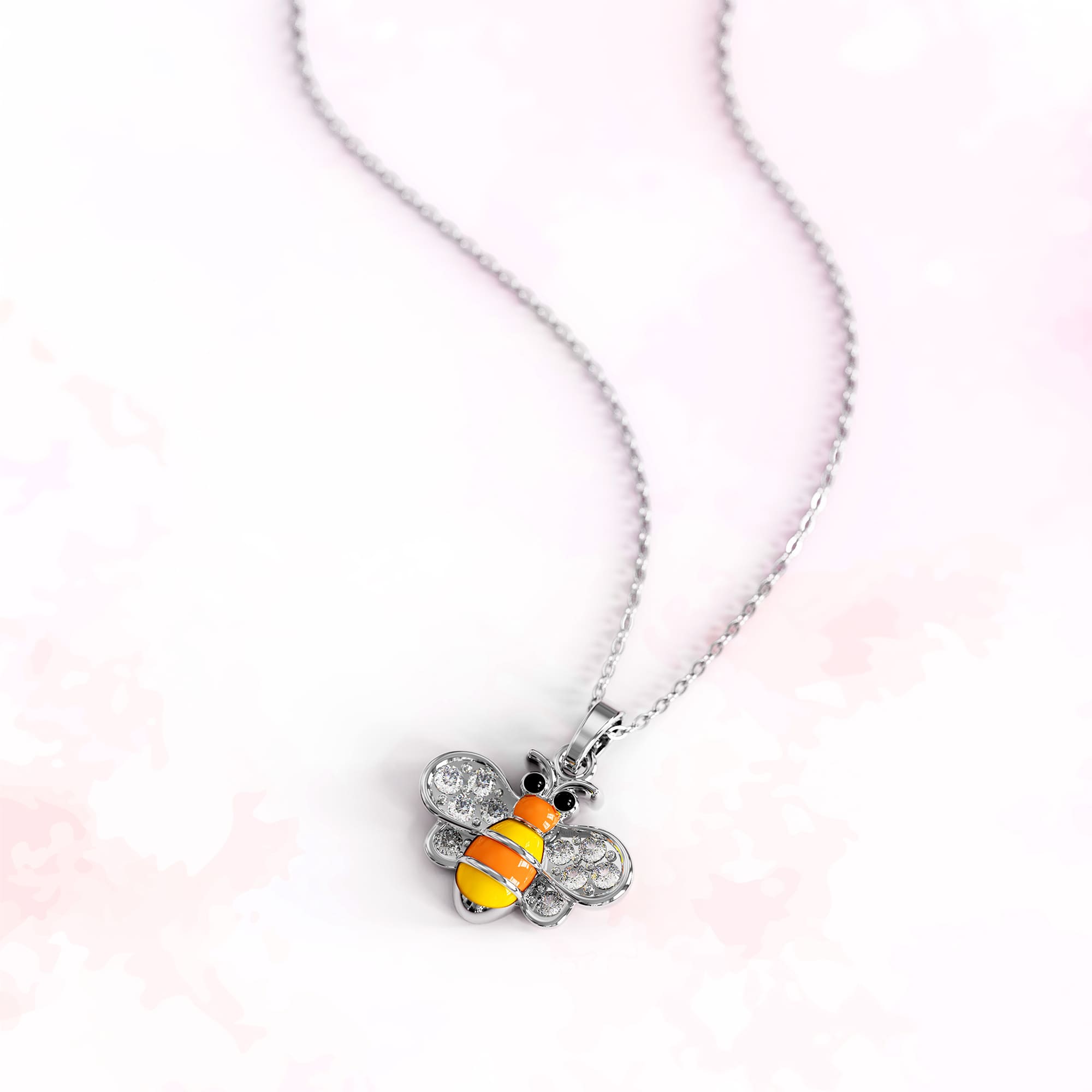 Bumblebee Crystal Necklace White Gold Layered Jewellery - Image 3