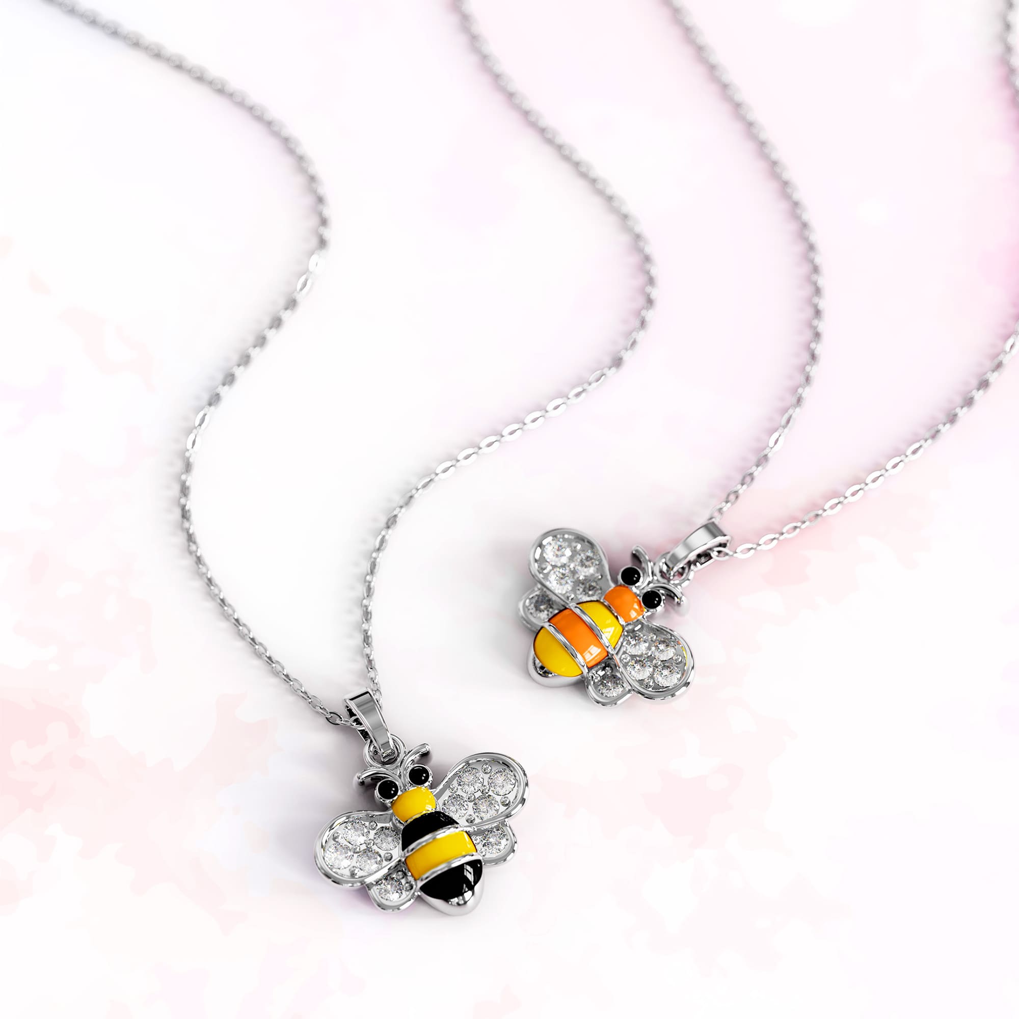 Bumblebee Crystal Necklace White Gold Layered Jewellery - Image 4