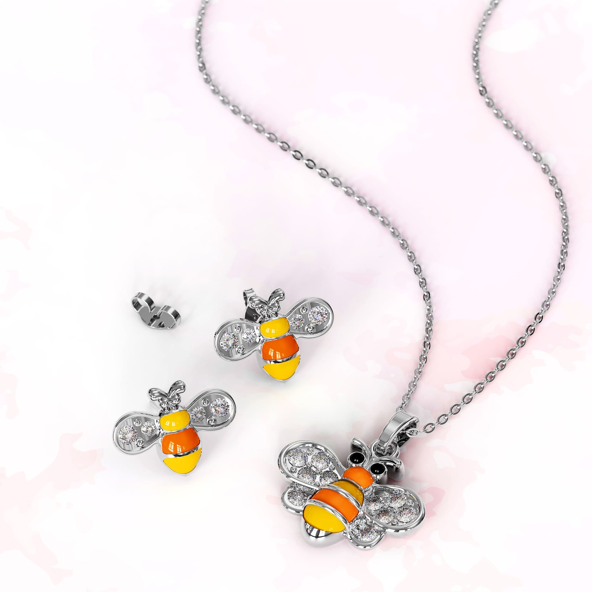 Bumblebee Crystal Necklace White Gold Layered Jewellery - Image 6