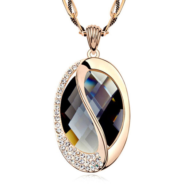 Checkered Paradise Long Necklace Charcoal Embellished with SWAROVSKI® Crystals