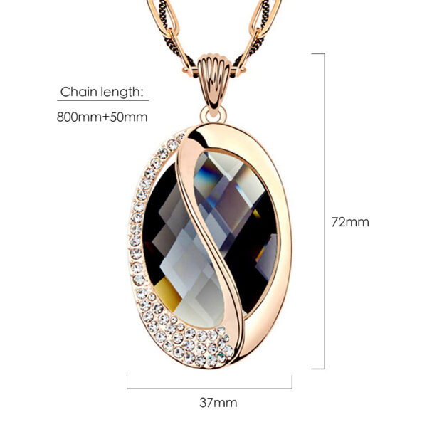 Checkered Paradise Long Necklace Charcoal Embellished with SWAROVSKI® Crystals - Image 2