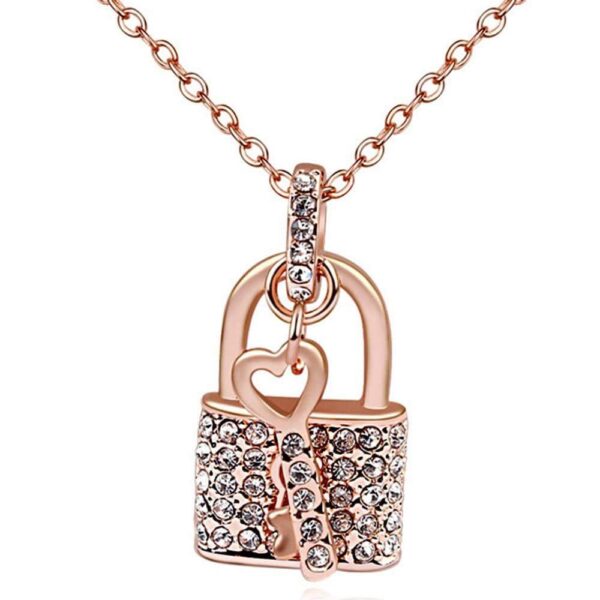 Padlock and Key Necklace Embellished with SWAROVSKI® Crystals