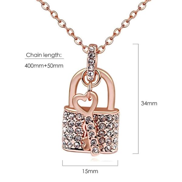 Padlock and Key Necklace Embellished with SWAROVSKI® Crystals - Image 2