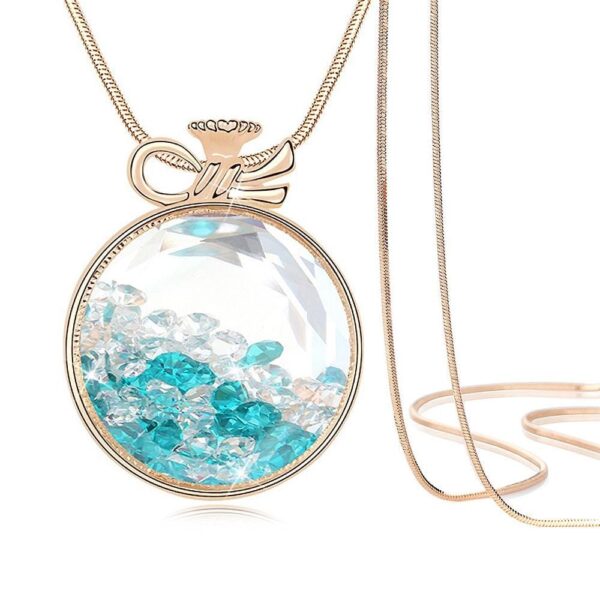 Teal Crystals Long Necklace