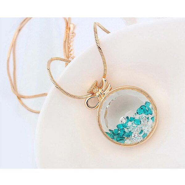 Teal Crystals Long Necklace - Image 2