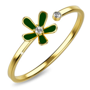 Petalia Olive Green Ring Featured SWAROVSKI® Crystals in Gold