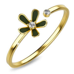 Petalia Olive Green Ring Featured SWAROVSKI® Crystals in Gold