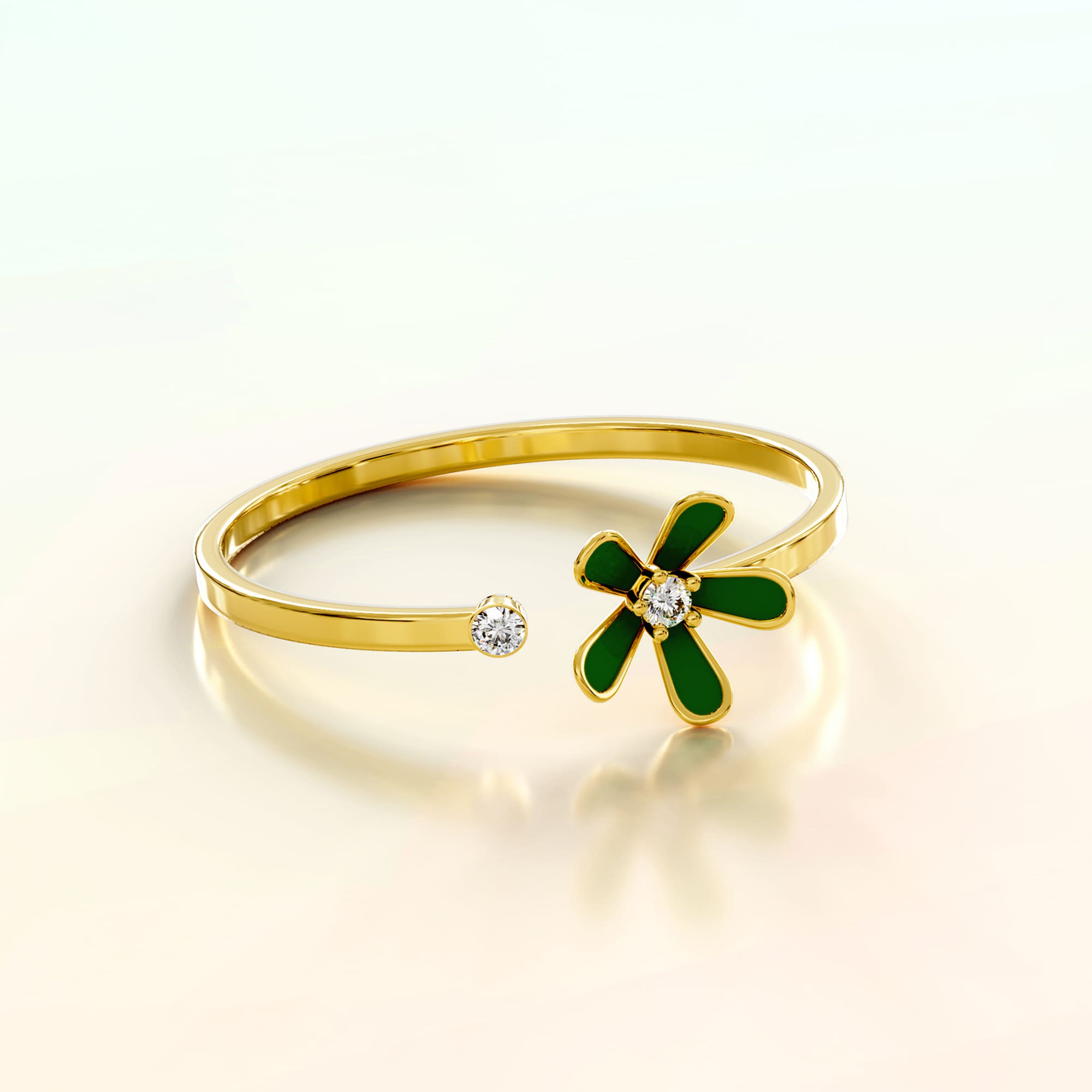 Petalia Olive Green Ring Featured SWAROVSKI® Crystals in Gold - Image 4
