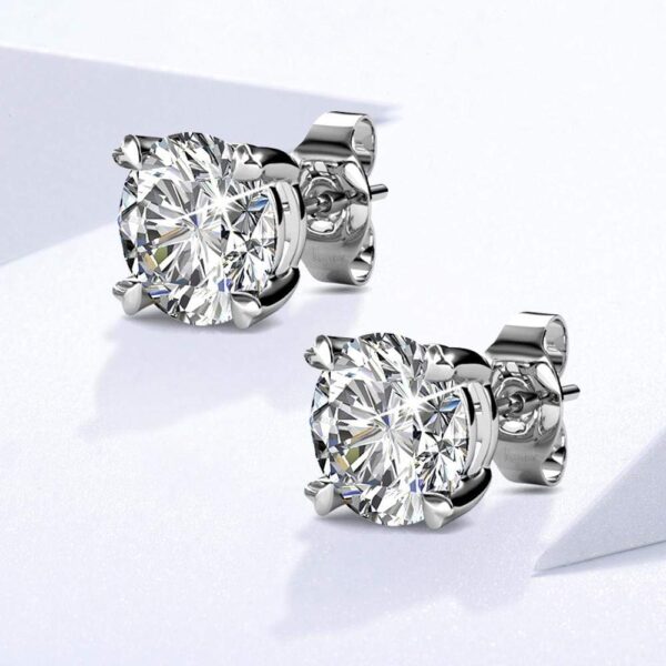 Boxed 2 Pairs Solitaire Studs Earrings Set Embellished with SWAROVSKI® Crystals - Image 4