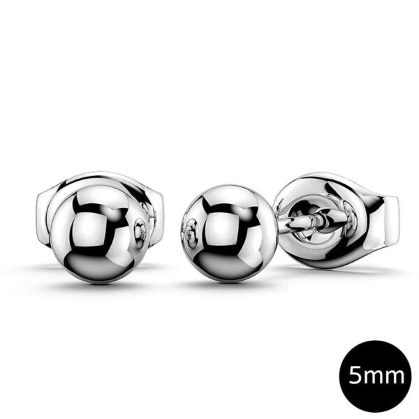 Boxed 3 Pairs Ball Stud Earrings Set White Gold - Image 2