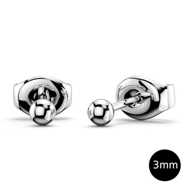 Boxed 3 Pairs Ball Stud Earrings Set White Gold - Image 3