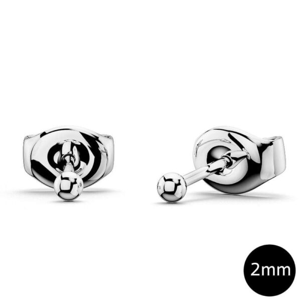 Boxed 3 Pairs Ball Stud Earrings Set White Gold - Image 4