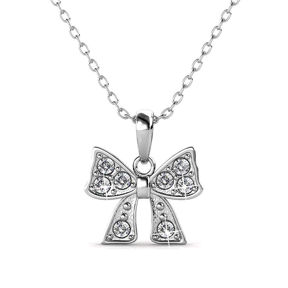 Boxed Ribbon Tie Necklace and Earrings Set Embellished with SWAROVSKI® Crystals - Image 4