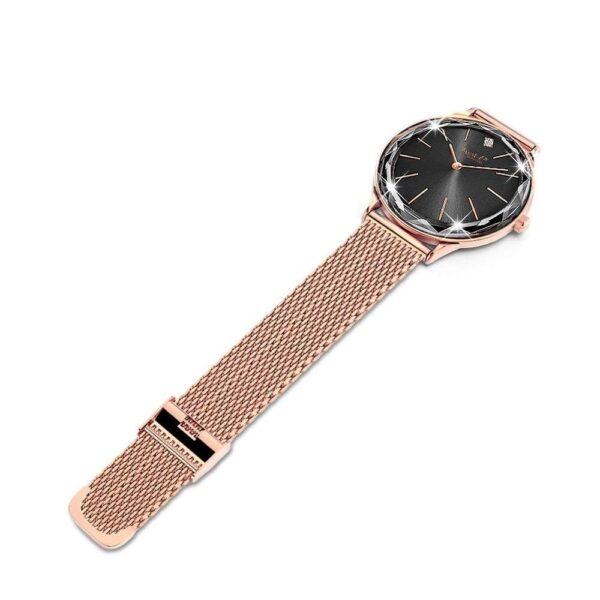 Krystal Couture Geometric Mineral Glass Feat SWAROVSKI¬Ã† Crystal Watch Rose Gold Black - Image 2
