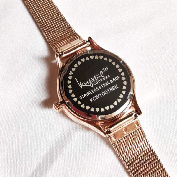 Krystal Couture Geometric Mineral Glass Feat SWAROVSKI¬Ã† Crystal Watch Rose Gold Black - Image 5