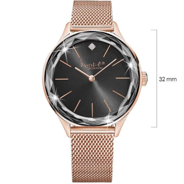 Krystal Couture Geometric Mineral Glass Feat SWAROVSKI¬Ã† Crystal Watch Rose Gold Black - Image 9