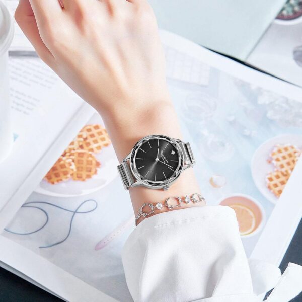 Krystal Couture Geometric Mineral Glass Feat SWAROVSKI¬Ã† Crystal Watch White Gold Black - Image 6