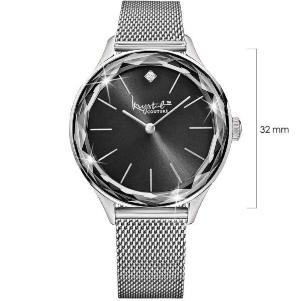 Krystal Couture Geometric Mineral Glass Feat SWAROVSKI¬Ã† Crystal Watch White Gold Black - Image 7