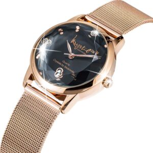 Krystalline Sleek Rose Gold Black Watch Embellished With SWAROVSKI¬Ã† Crystals
