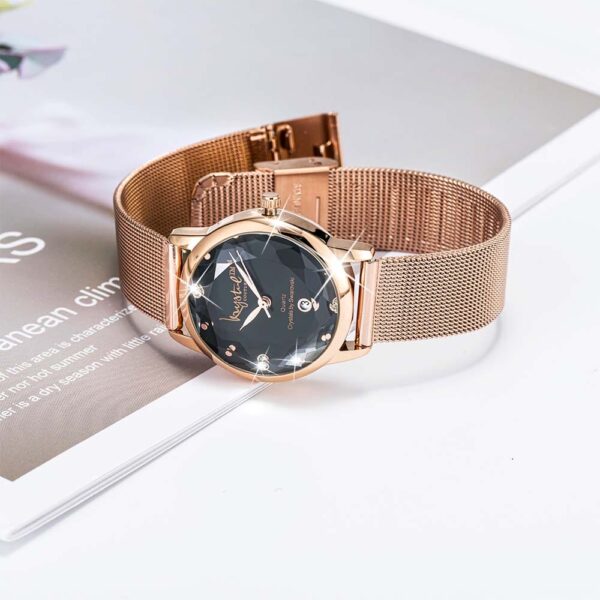 Krystalline Sleek Rose Gold Black Watch Embellished With SWAROVSKI¬Ã† Crystals - Image 4