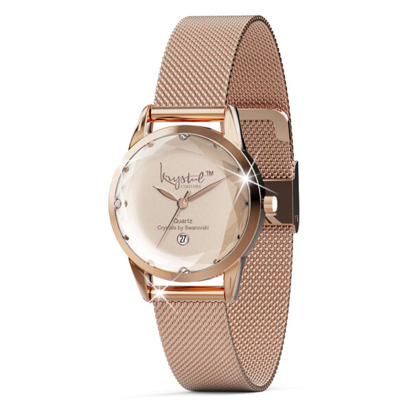 Krystalline Sleek Rose Gold Watch Embellished With SWAROVSKI¬Ã† Crystals - Image 2