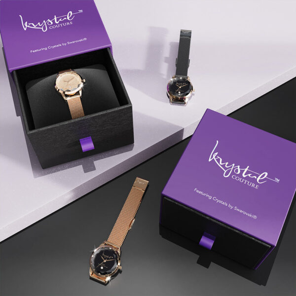 Krystalline Sleek Rose Gold Watch Embellished With SWAROVSKI¬Ã† Crystals - Image 6