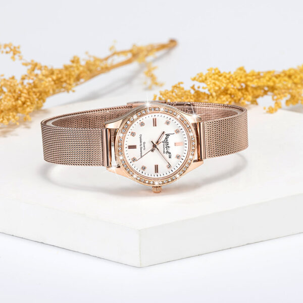 Sensational Lux Rose Gold on White Watch Embellished With SWAROVSKI¬Ã† Crystals - Image 4