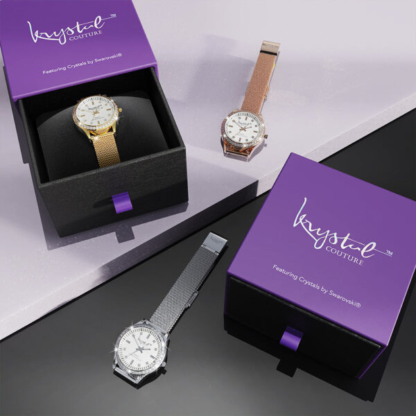 Sensational Lux Rose Gold on White Watch Embellished With SWAROVSKI¬Ã† Crystals - Image 6
