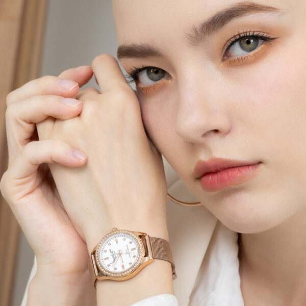 Sensational Lux Rose Gold on White Watch Embellished With SWAROVSKI¬Ã† Crystals - Image 8
