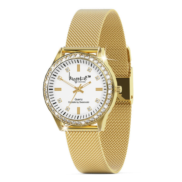 Sensational Lux Gold on White Watch Embellished With SWAROVSKI¬Ã† Crystals - Image 2