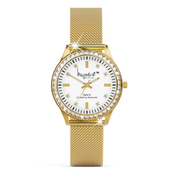 Sensational Lux Gold on White Watch Embellished With SWAROVSKI¬Ã† Crystals - Image 3