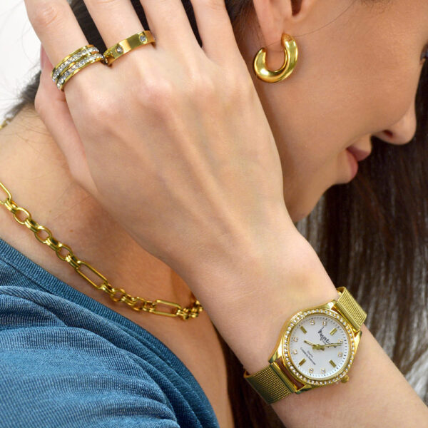 Sensational Lux Gold on White Watch Embellished With SWAROVSKI¬Ã† Crystals - Image 7
