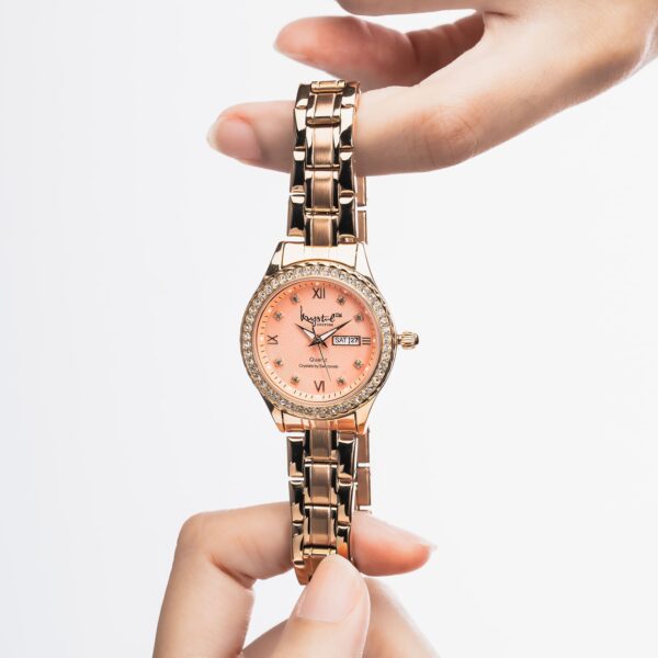 Lustrous Rose Gold Pink Watch Embellished With SWAROVSKI¬Ã† Crystals - Image 2