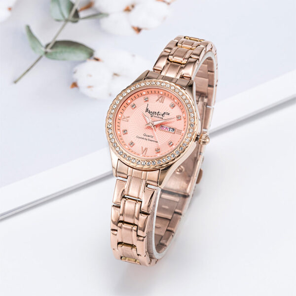 Lustrous Rose Gold Pink Watch Embellished With SWAROVSKI¬Ã† Crystals - Image 6