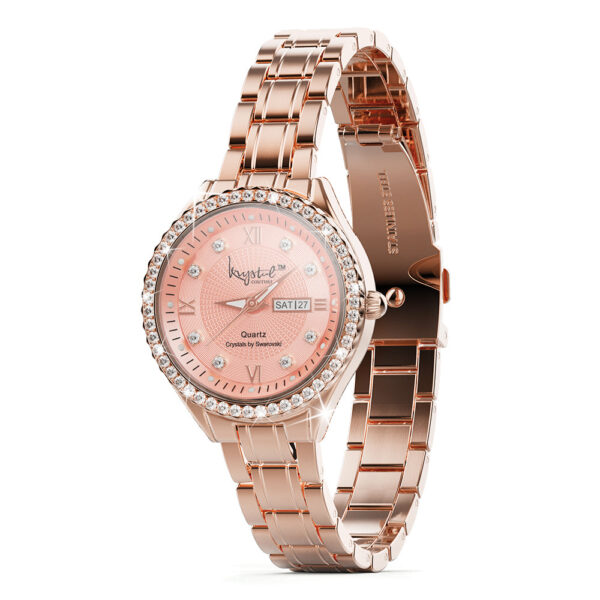 Lustrous Rose Gold Pink Watch Embellished With SWAROVSKI¬Ã† Crystals - Image 4