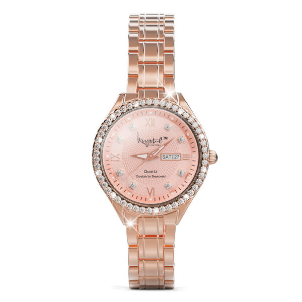 Lustrous Rose Gold Pink Watch Embellished With SWAROVSKI¬Ã† Crystals - Image 5