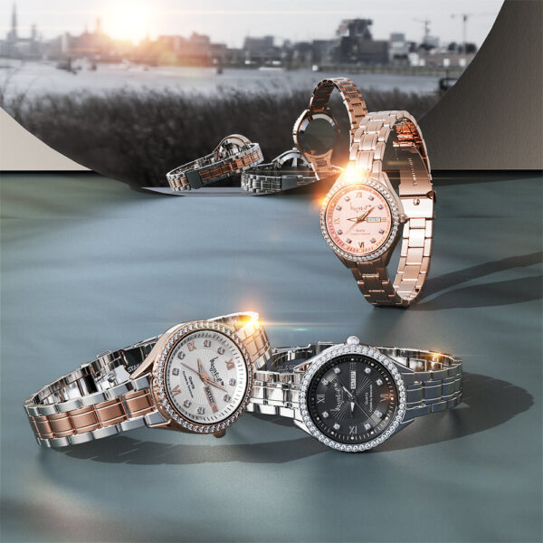 Lustrous Rose Gold Pink Watch Embellished With SWAROVSKI¬Ã† Crystals - Image 12
